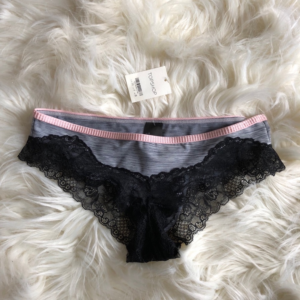 New with tag TOPSHOP LACE PANTY SIZE 8 grey& black